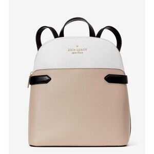 New Kate Spade Staci Saffiano Leather Dome Backpack Warm Beige Multi